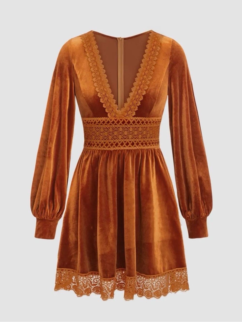 Cider Peasant Mini Dress Burnt Orange/Brown Lace Detail Women’s Size XL NWT